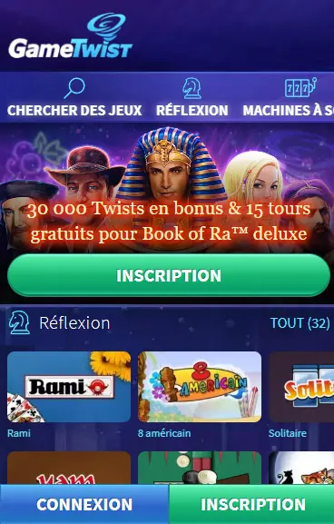 application mobile GAMETWIST CASINO sur smartphone